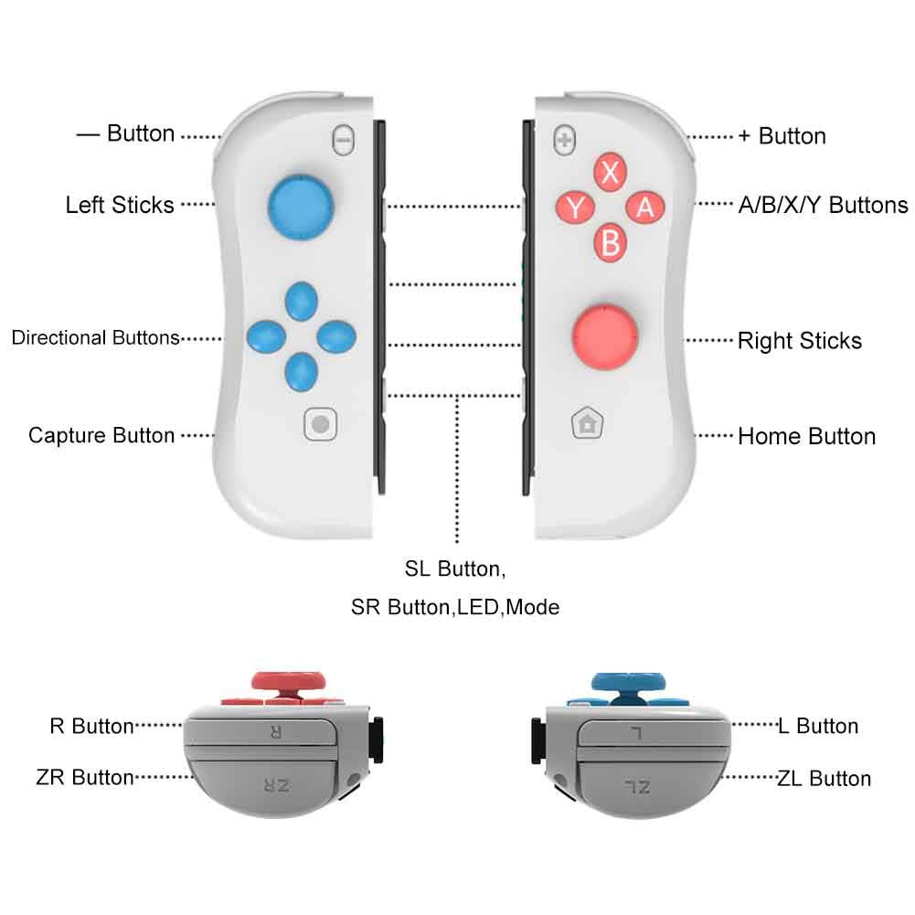 Light Gray Joy Pad Controllers for Nintendo Switch Console X391