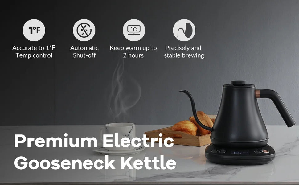 Electric Gooseneck Kettle 0.8L 1200W Matt Black D3607