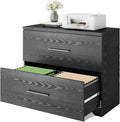 Gray Oak 2 Drawer Wood Lateral File Cabinet I10428