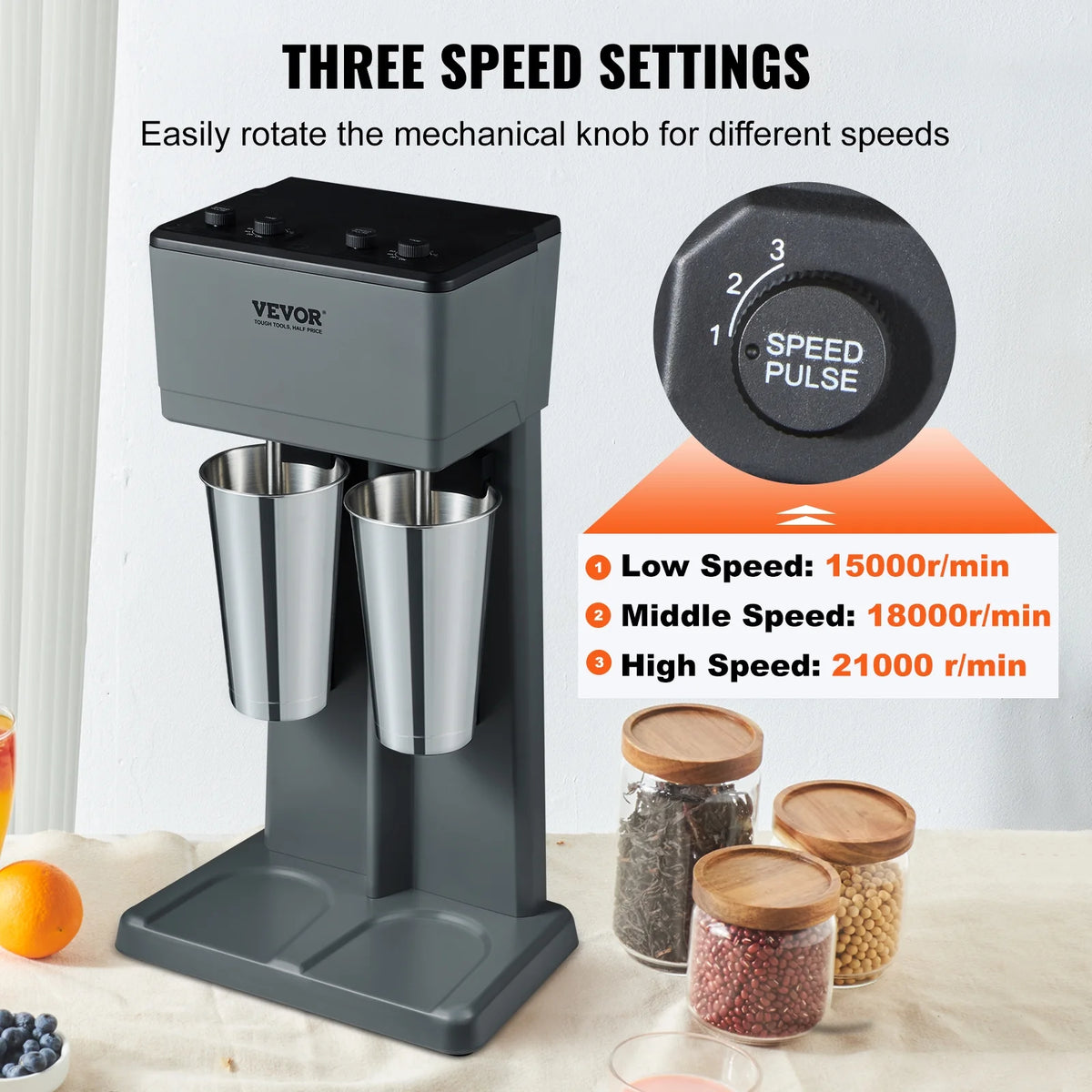 375W x 2 Double Heads Electric Milkshake Machine with 2 x 820 ml Stainless Steel Cups P4775
