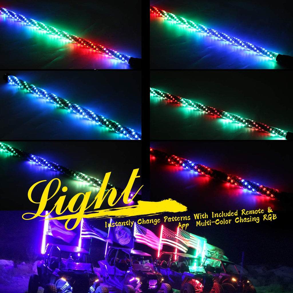 2PCS 4FT Lighted Whips with Remote and App Control H9739