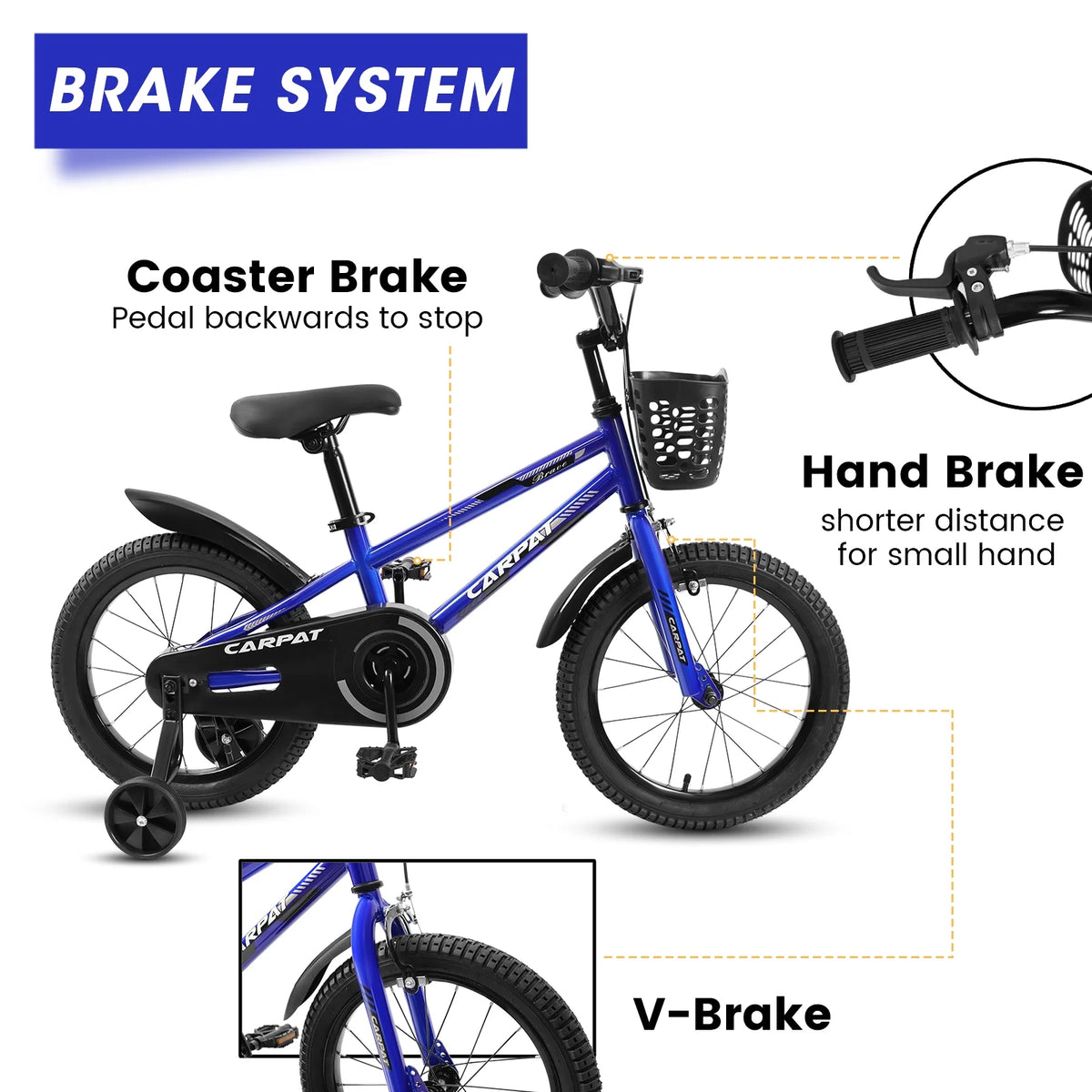 14 Inch Kids Bike with Training Wheels and Basket, White G515985