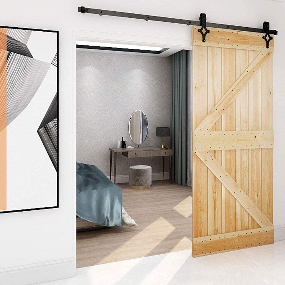 14FT Black Sliding Barn Door Hardware Kit N3637