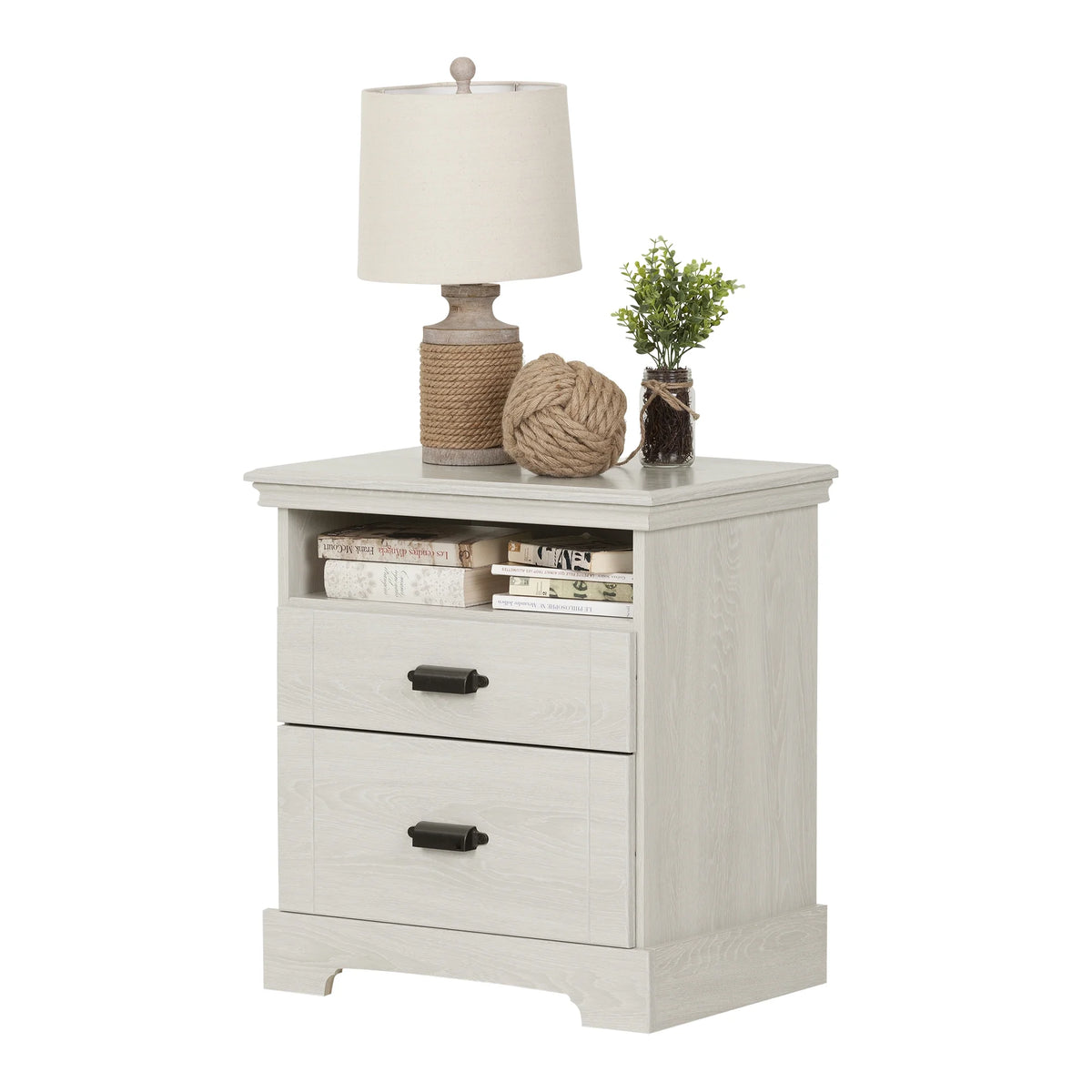 White 2-Drawer Nightstand V8773