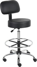 Black Drafting Stool with Back P282