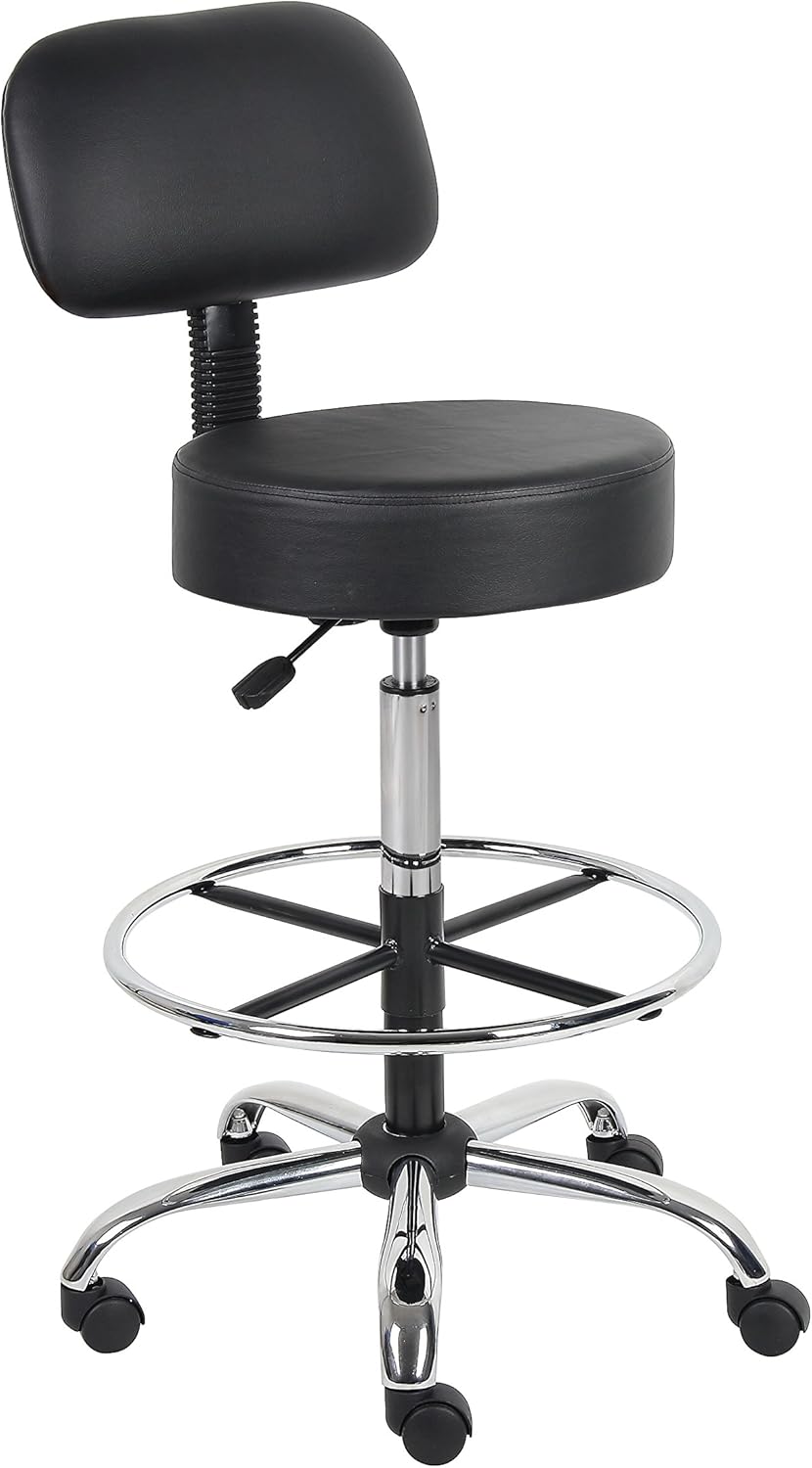 Black Drafting Stool with Back P282