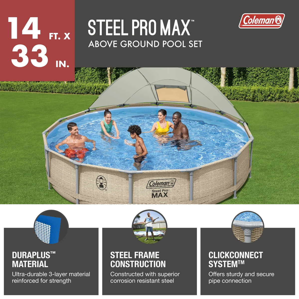 Round Metal Frame Above Ground Pool Set J5509