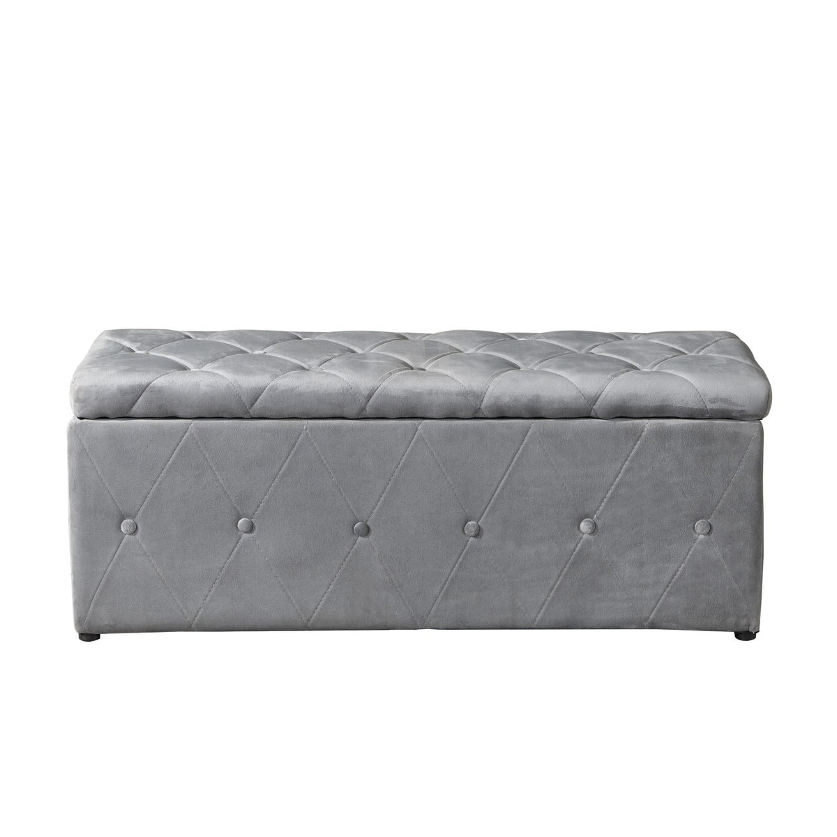 Rectangular Velvet Ottoman Storage with Lids Gray O2518