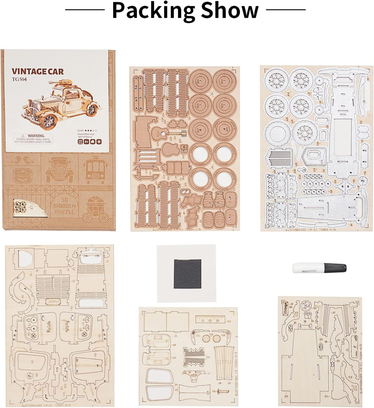 Vintage Car 3D Wooden Puzzle Model Kit W7018