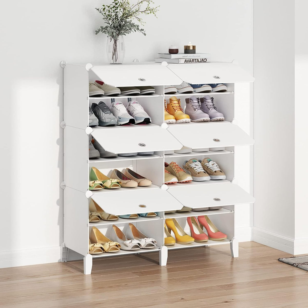 Portable 72 Pair Shoe Rack Organizer White F661788