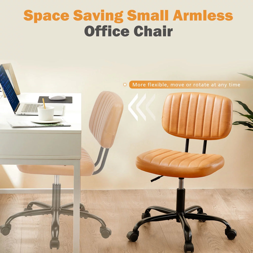 Brown PU Leather Low Back Task Chair with Wheels C727
