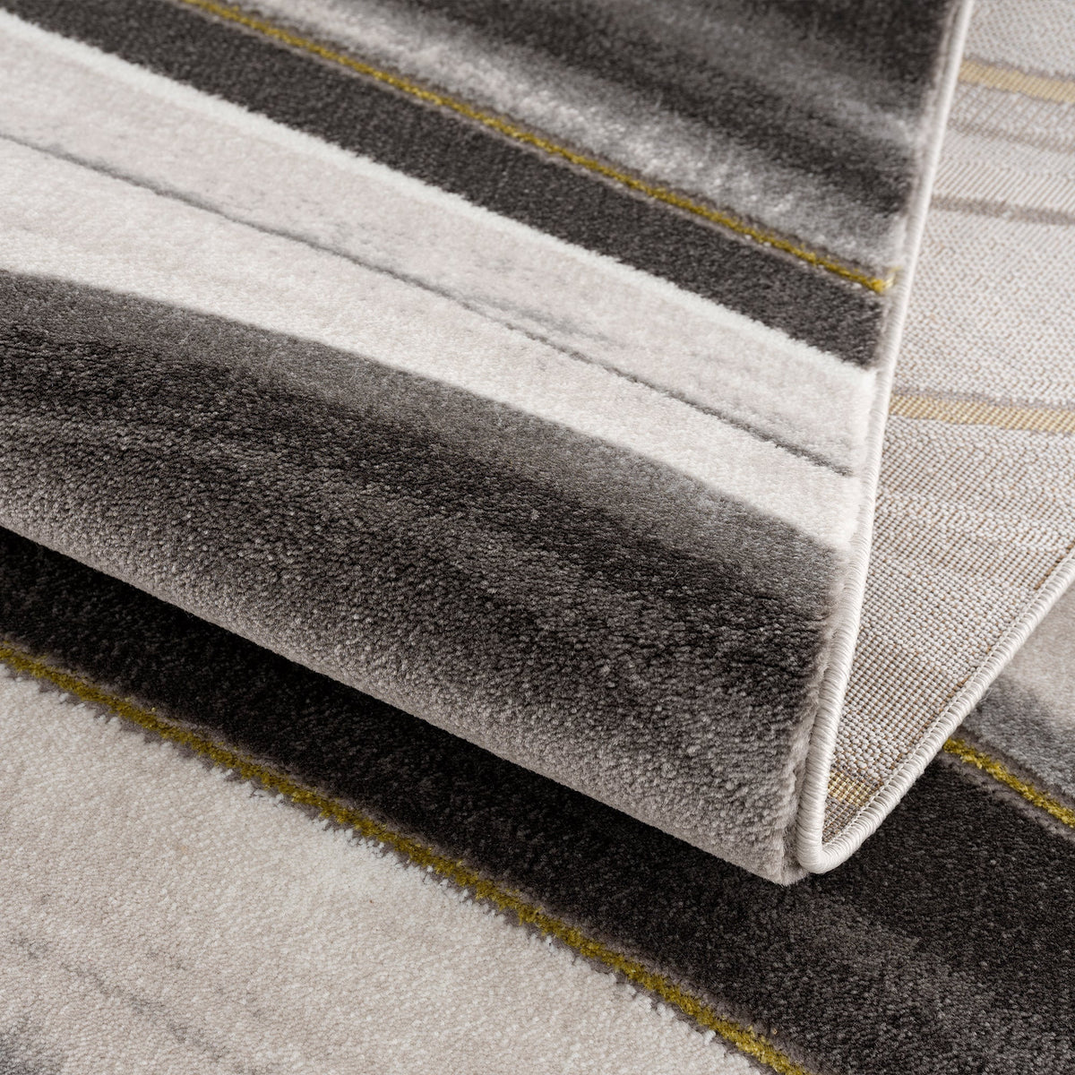 Gold Grey Ivory Abstract Geometric Area Rug A3836