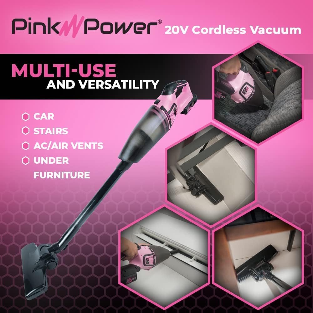 Pink Cordless Stick Vacuum Cleaner with Rechargeable Battery K169204