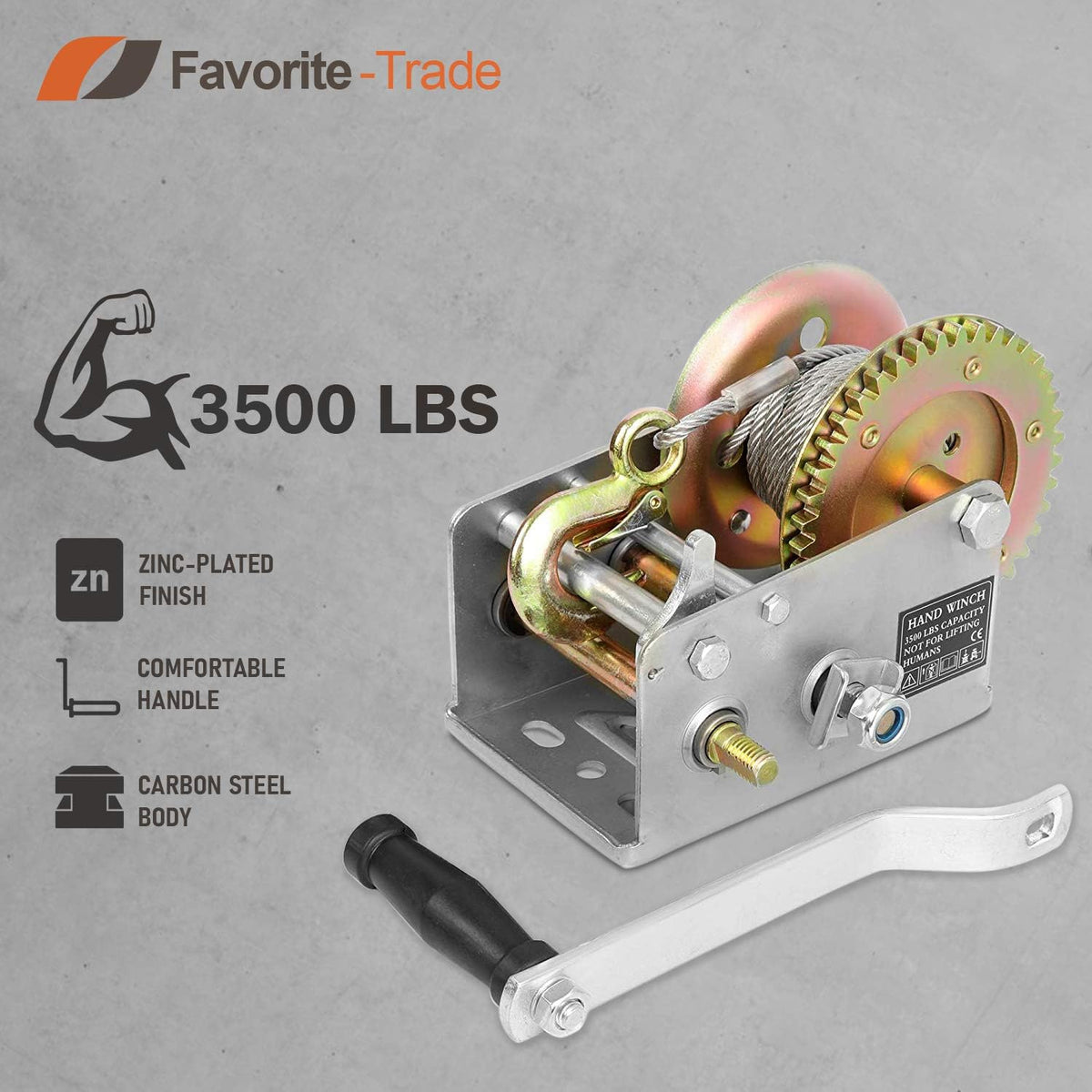 3500 lbs Hand Winch with Cable Pack of 2 Y18096