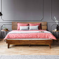 Caramel Wood Platform Bed Frame with Headboard, King I68130