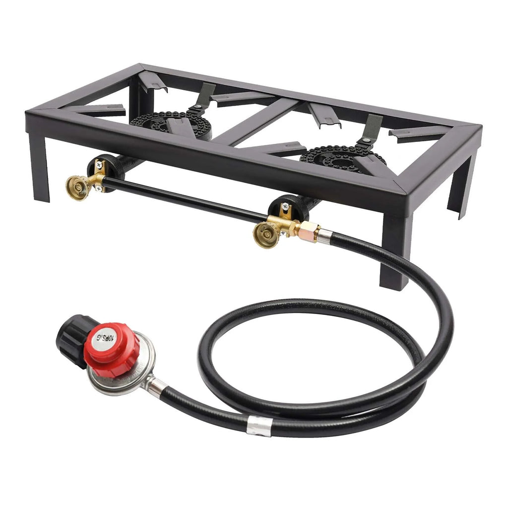 Portable Camping Stove Double Burner Outdoor Gas Stove with Regulator Hose S509972