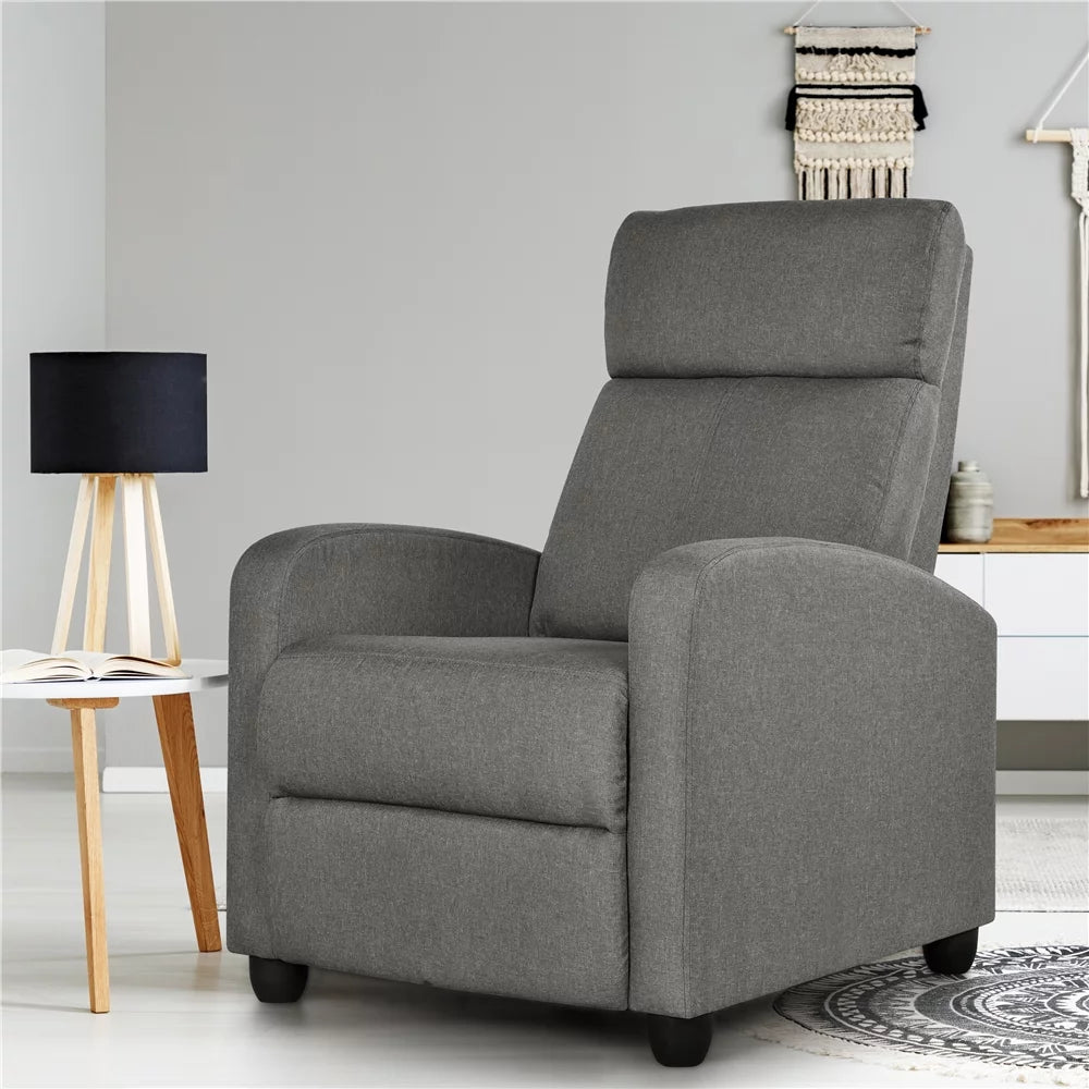 2pcs Gray Fabric Upholstered Recliner Chair Q337587