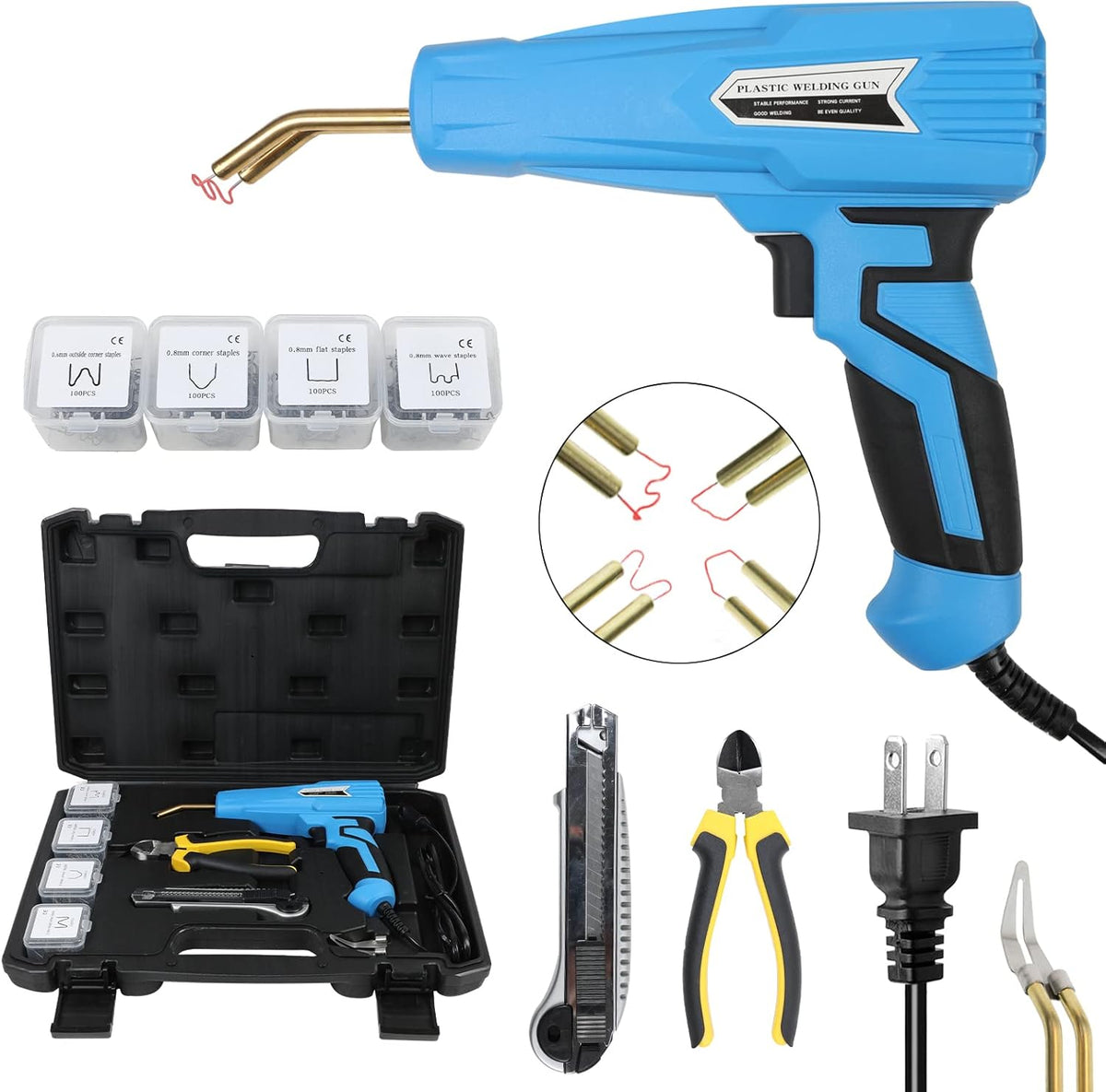 110V 100W Plastic Welding Machine with 400pcs Staples, Hot Stapler Plastic Repair Tools (Yellow) P312818