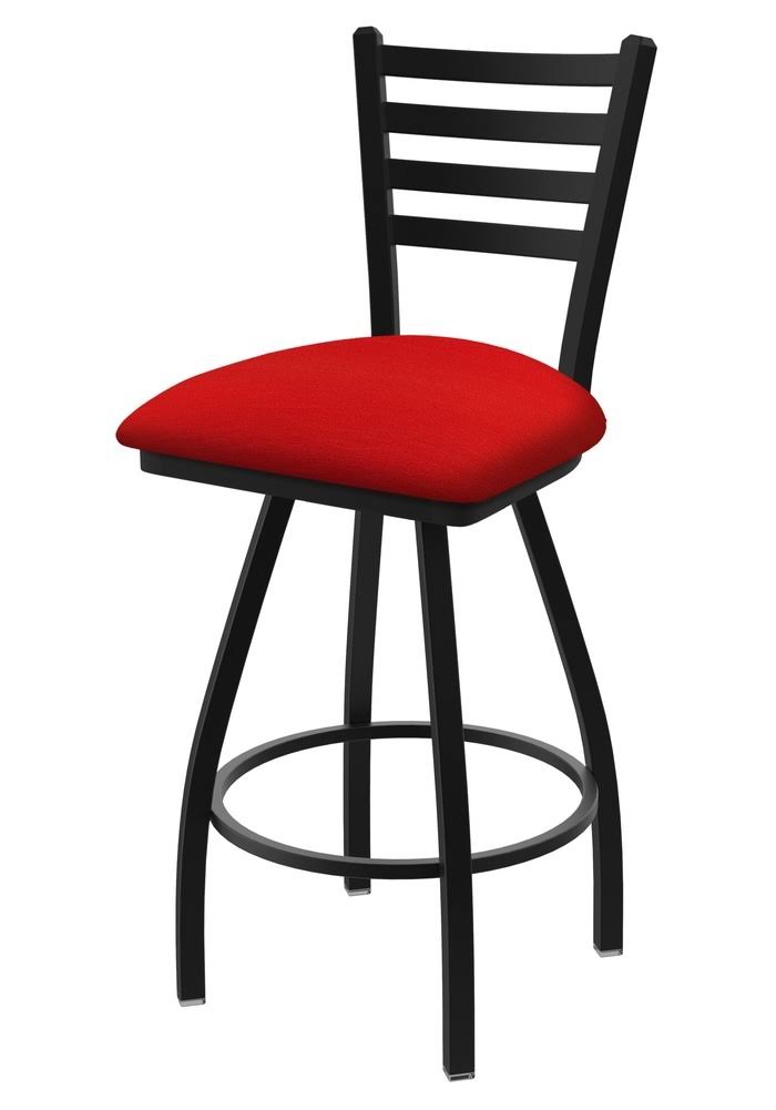 Swivel Bar Stool with Black Wrinkle Finish and Red Seat O288