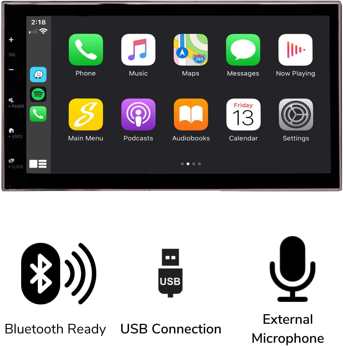Double Din Complete Radio Kit with Touchscreen Radio, CarPlay, Android Auto, Bluetooth, Dash Kit, Can Bus Interface, Camera Input and Antenna Adapter L67732