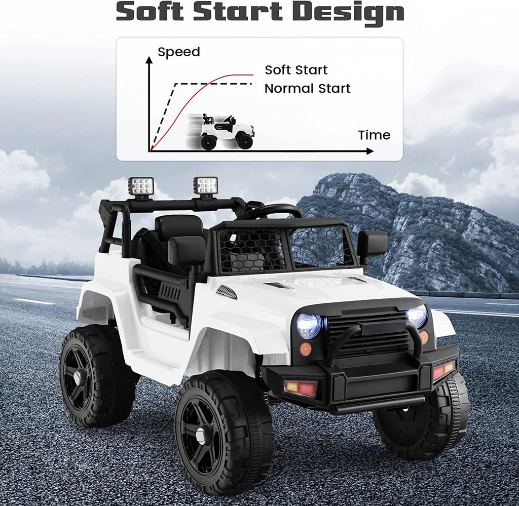 12V Electric Ride On Truck with Remote Control, White C3713