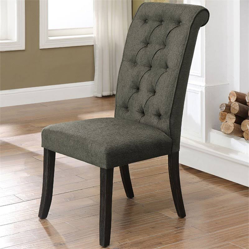 Gray Fabric Side Chair Set of 2 D533888