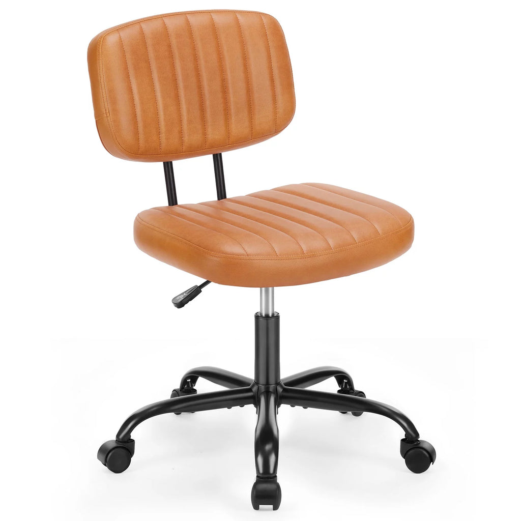 Brown PU Leather Low Back Task Chair with Wheels C727