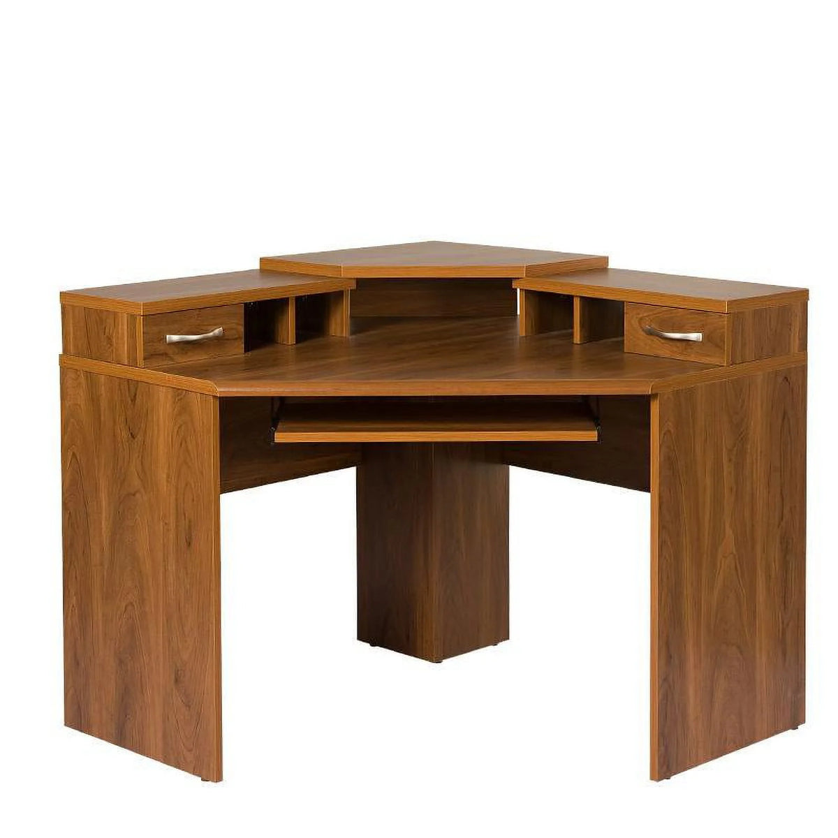 Corner Desk with Monitor Platform, Keyboard Shelf and 2 Drawers F76605