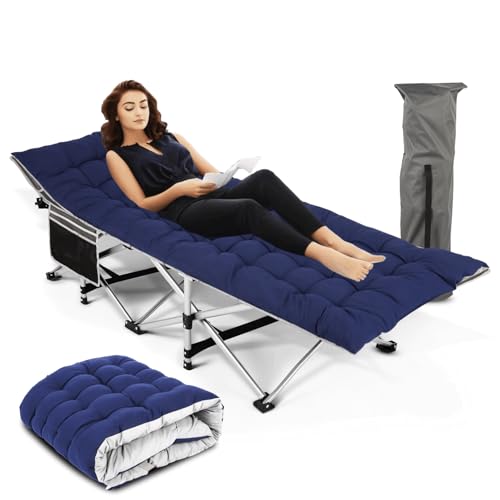 Blue Heavy Duty Folding Camping Cot with Carry Bag V7899