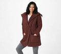 Deep Rosewood Shearling Car Coat, Size 2X G184