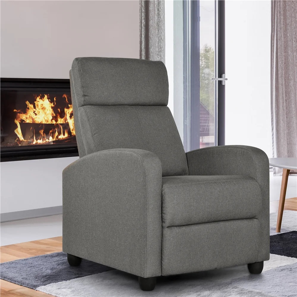2pcs Gray Fabric Upholstered Recliner Chair Q337587