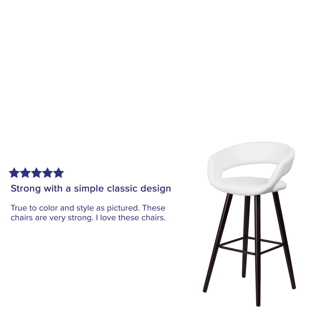 Cappuccino Wood Barstool with White Vinyl T6577
