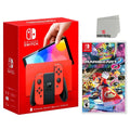 OLED Mario Red Edition Nintendo Switch with Mario Kart 8 Deluxe and Screen Cleaning Cloth Bundle I856