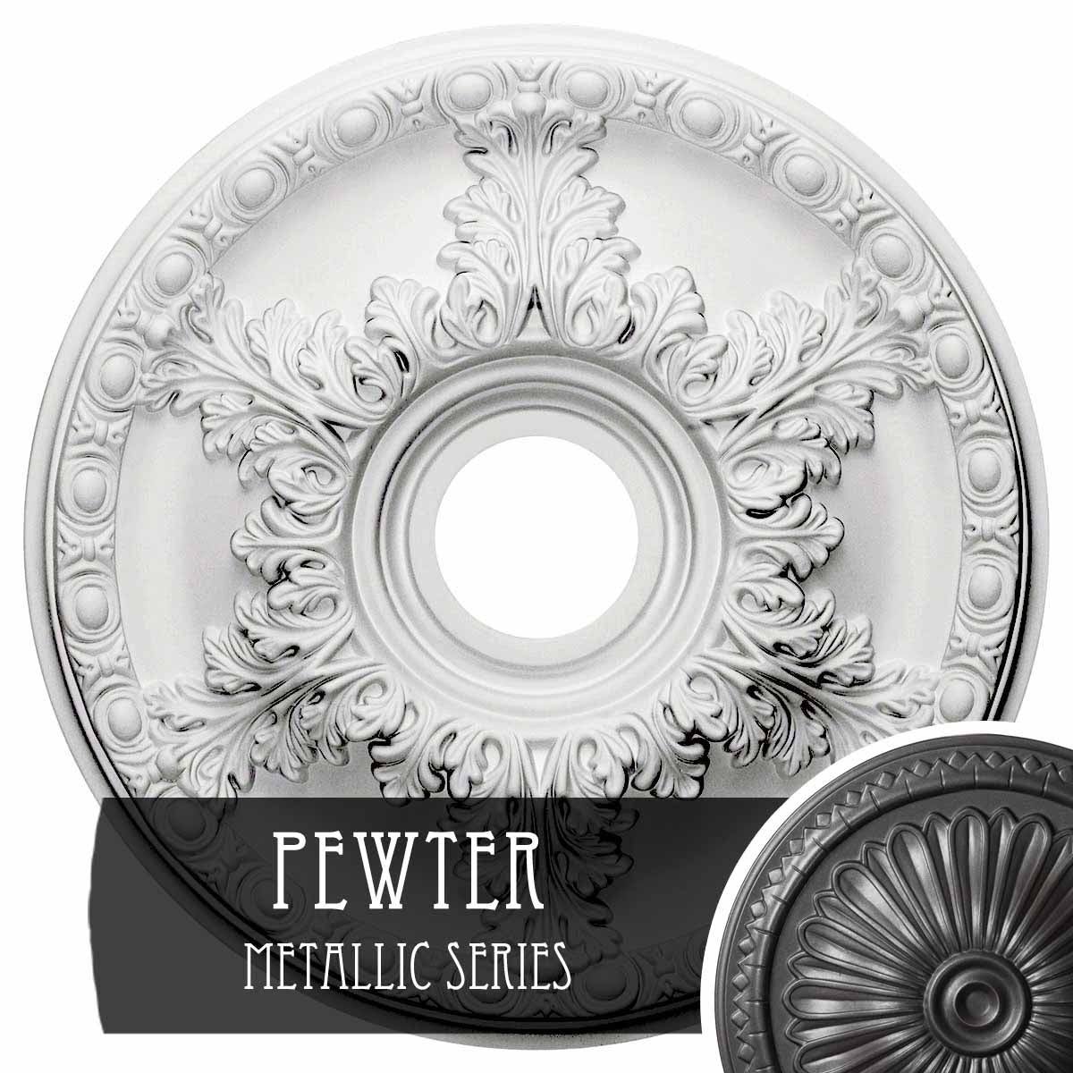 Granada Ceiling Medallion, Hand-Painted Pewter B397