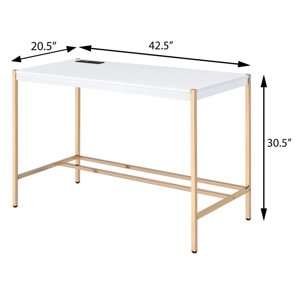 Navy Blue/Gold Writing Desk with USB Ports H10023