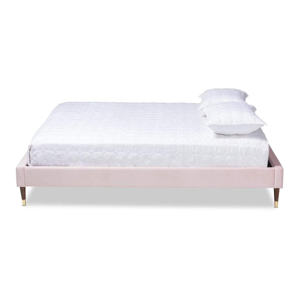Velvet Upholstered Wood Platform King Bed X923