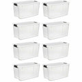 70 Quart Ultra Latch Storage Box with White Lid & Clear Base, 8 Pack D145308
