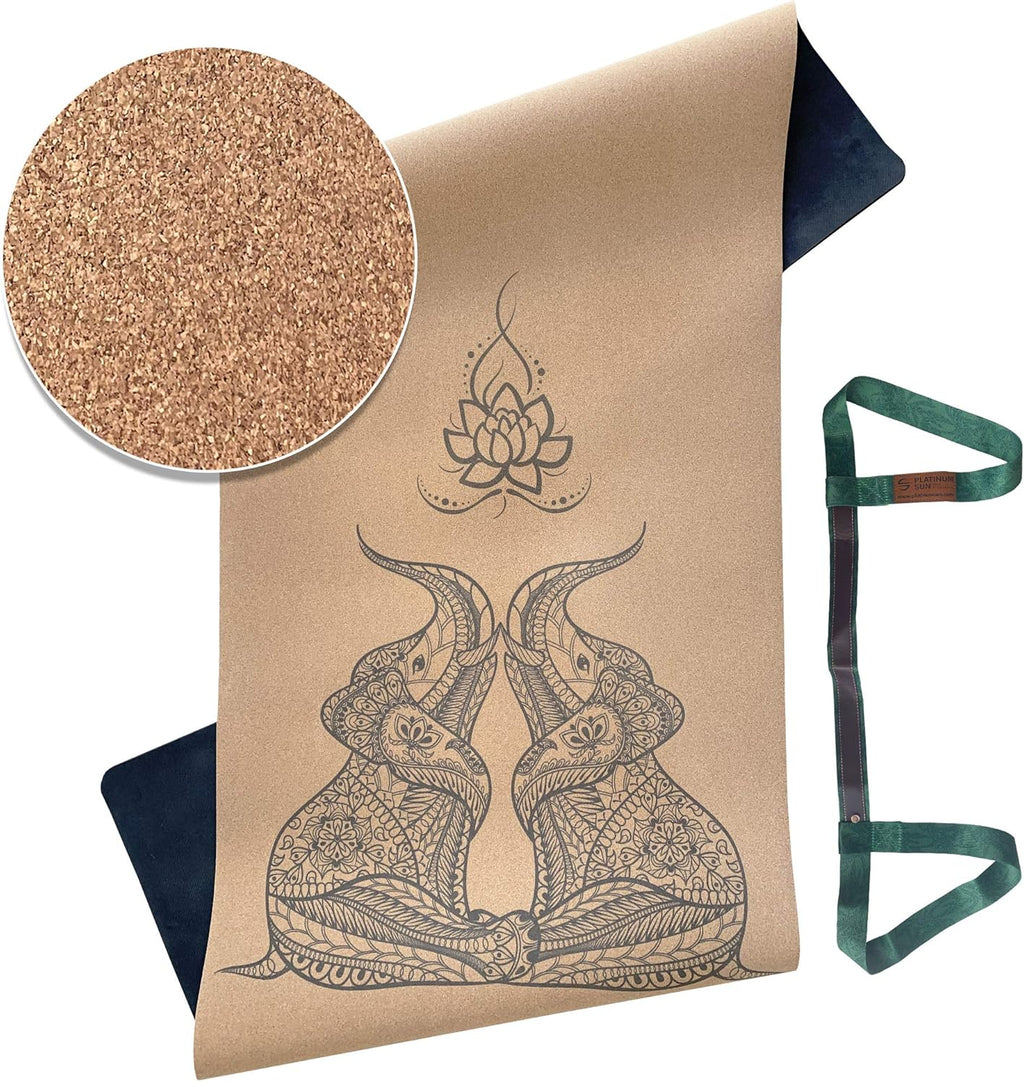 Extra Large Non-Slip Cork Yoga Mat with Carry Strap, 73'' Long x 25'' Wide x 5mm thick, Pack of 2 V3459
