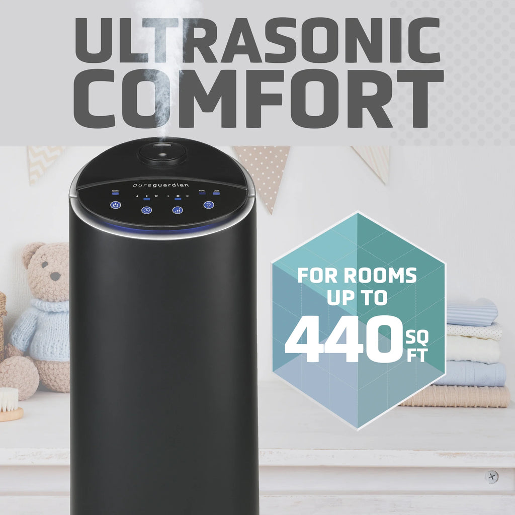 Black 1.5 Gallon Ultrasonic Cool Mist Tower Humidifier H774
