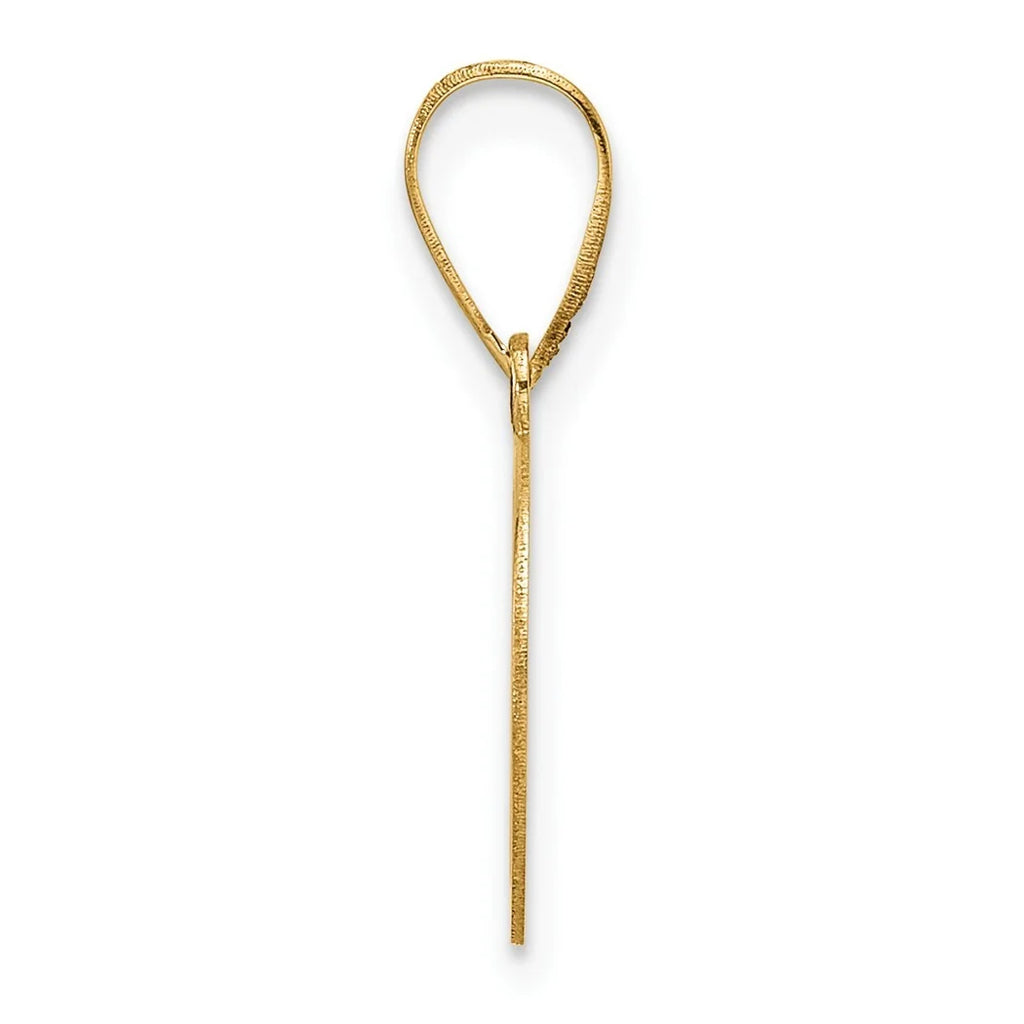 14k Gold Polished Etched Letter D Initial Pendant Necklace 20mm Long 0.35mm Thick F612