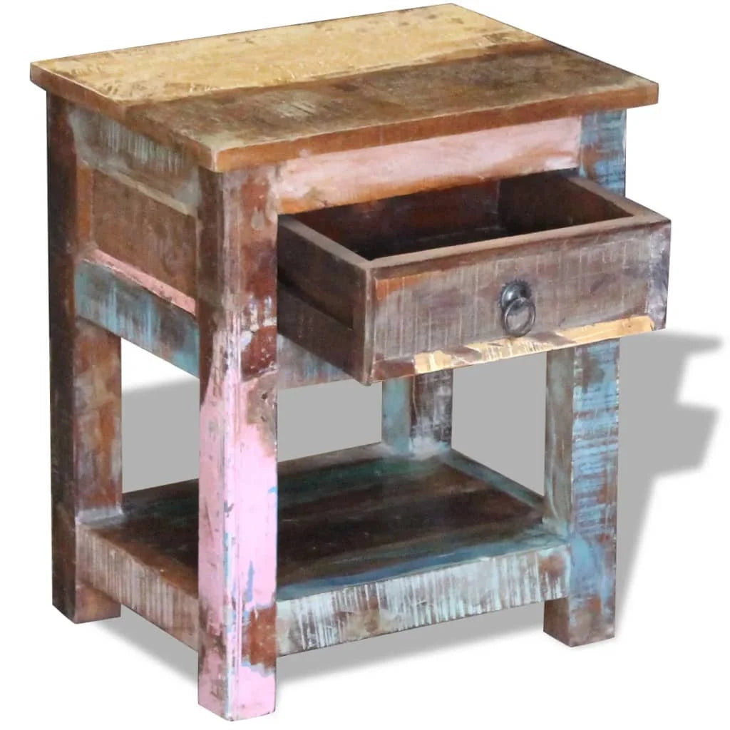 Solid Reclaimed Wood Side Table with 1 Drawer D236011