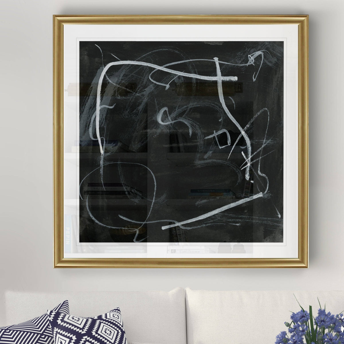 Black Framed Print 30 x 30 Gold V8893
