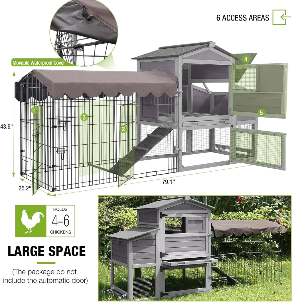 Large All-Steel Frame Chicken Coop with Metal Run M865393