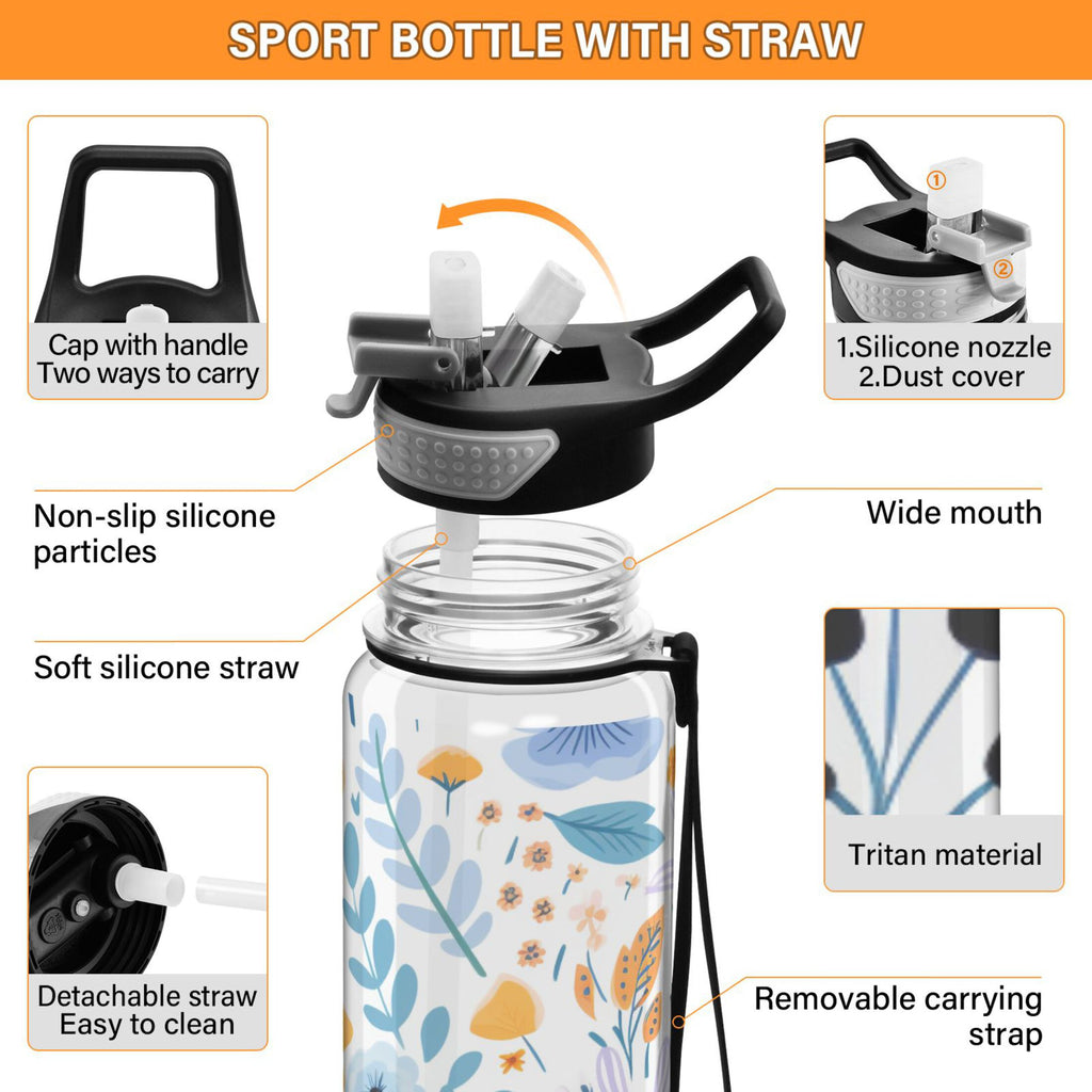 32oz Tritan Water Bottles with Straw Leakproof BPA Free Clear S686415