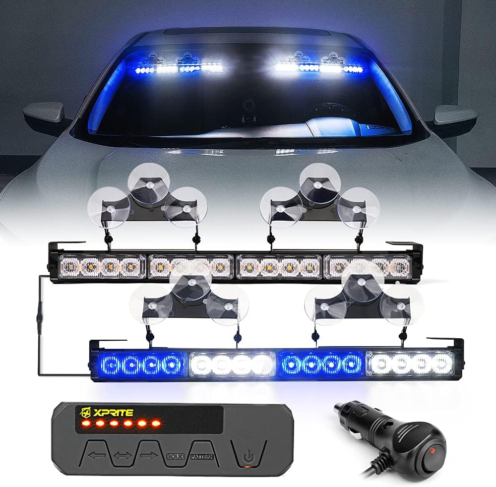 Amber LED Emergency Strobe Light Bar with Control Box, Pack of 2 Q451