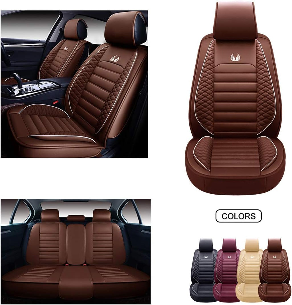 Leather Car Seat Covers Black Grey B656914