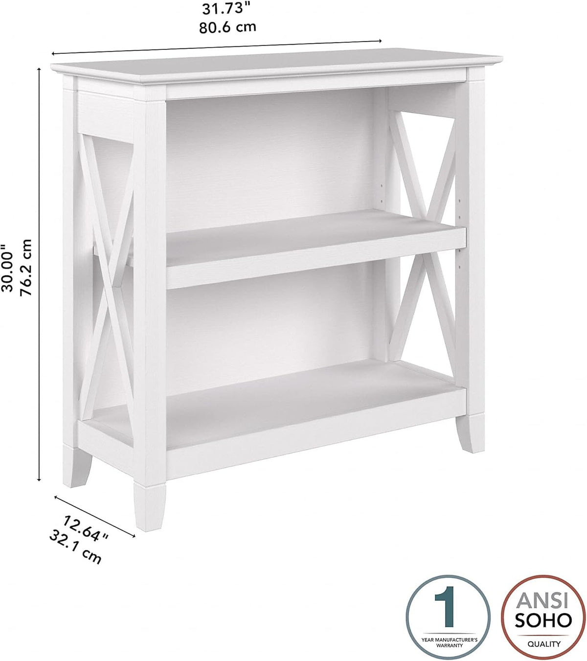Pure White Oak 2 Shelf Bookcase Z146499
