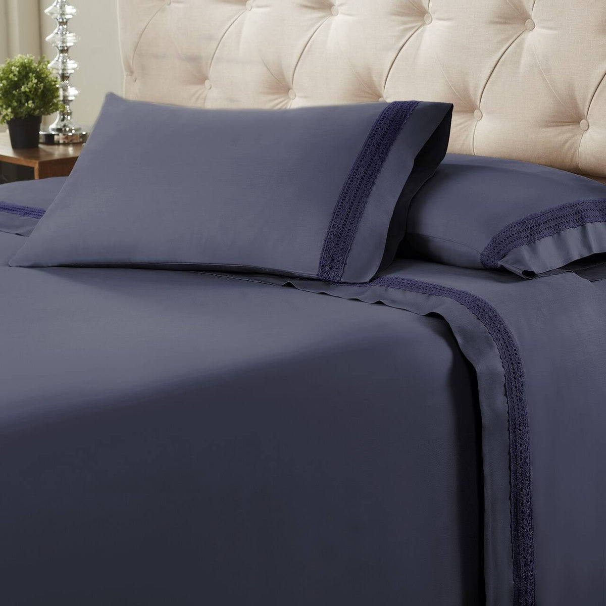 Blue California King Size 4 Piece Sheet Set K569053