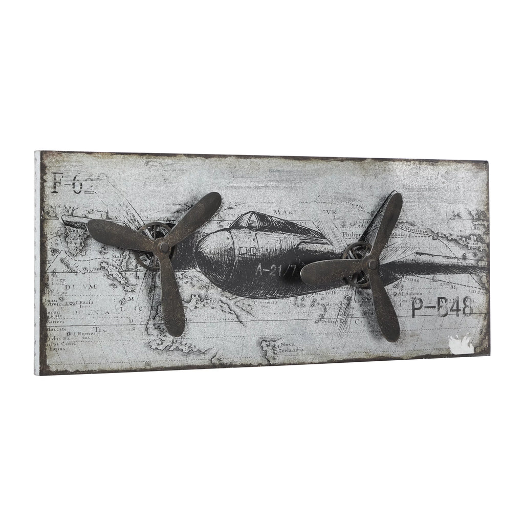 Silver Metal Airplane Wall Decor U65933