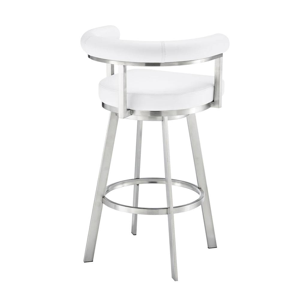 White/Chrome Swivel Bar Stool V17289